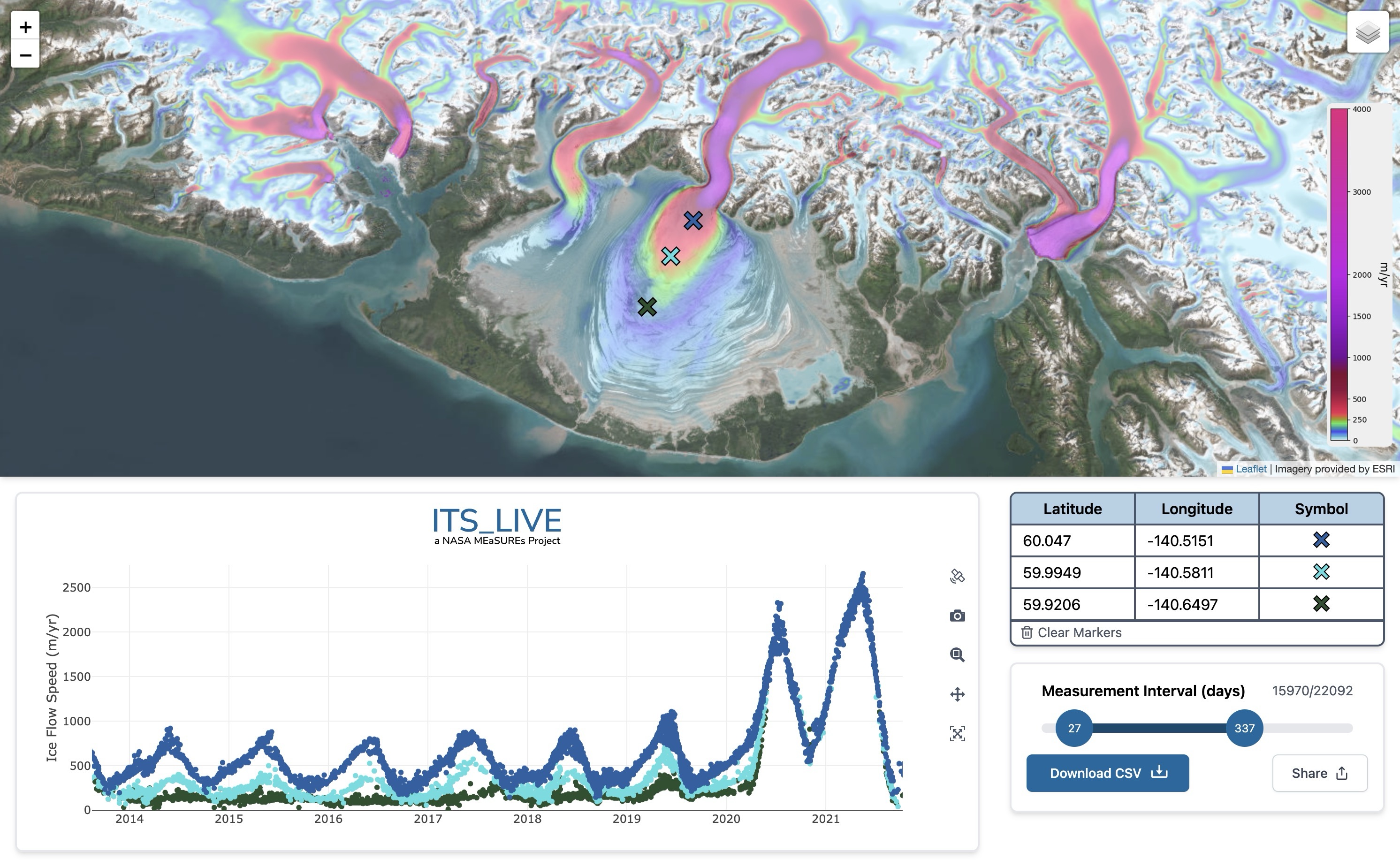 Ice velocity browse tool